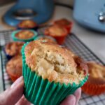 apple and banana muffin close up