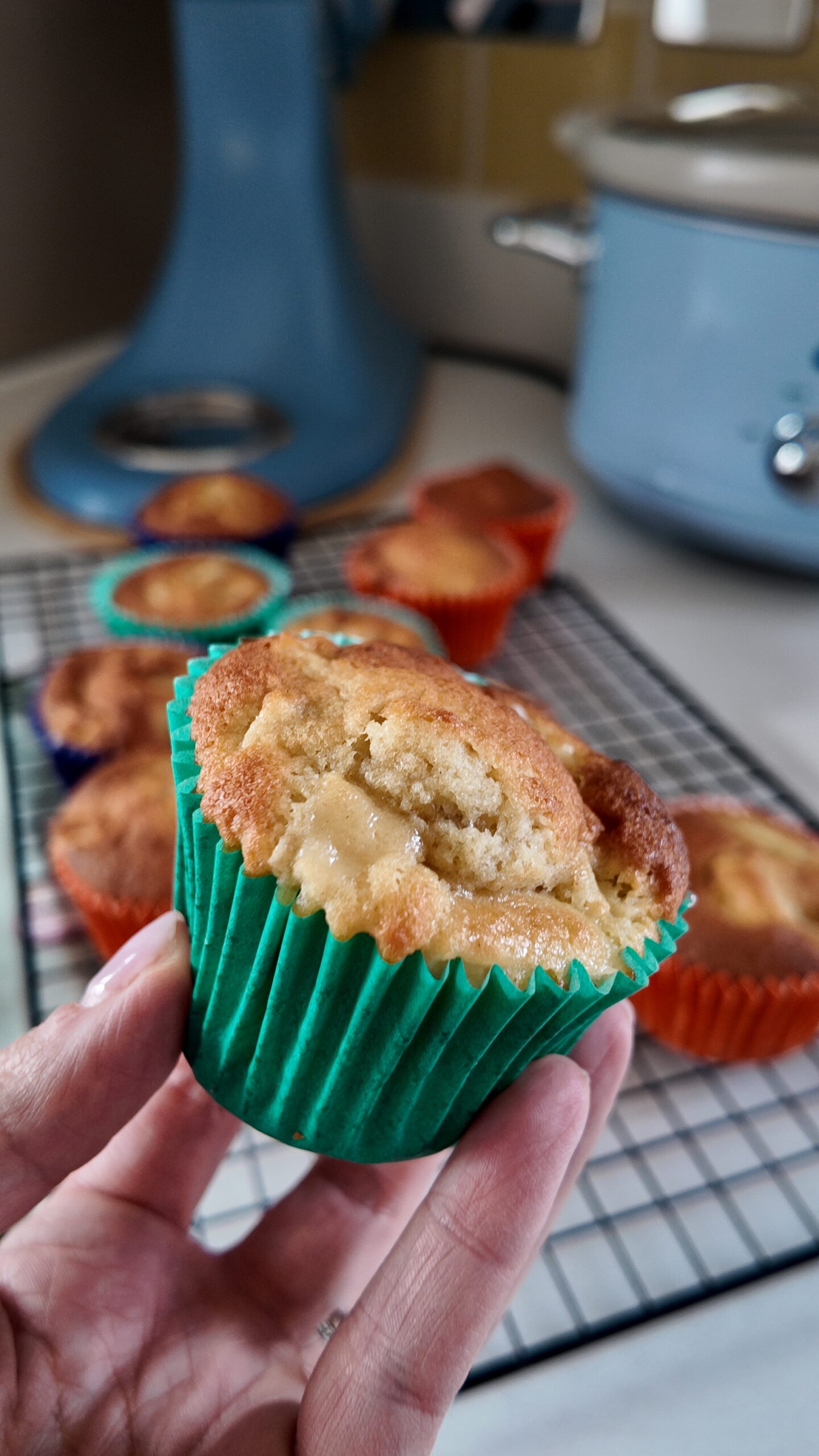 apple and banana muffin close up