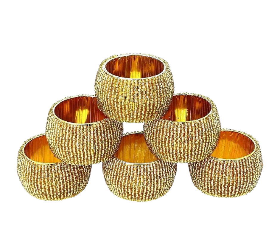 indian gold beaded napkin rings