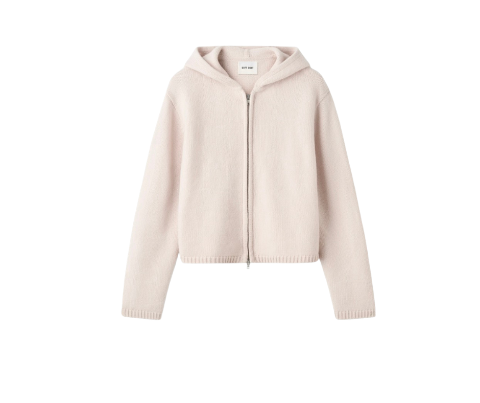 Pink Cashmere Hoody Soft Goat