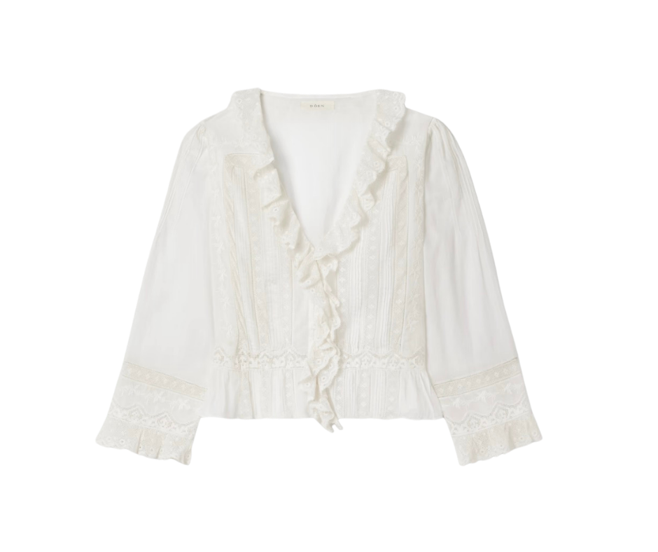 Eldoris lace-trimmed pintucked organic cotton-voile blouse FASHION