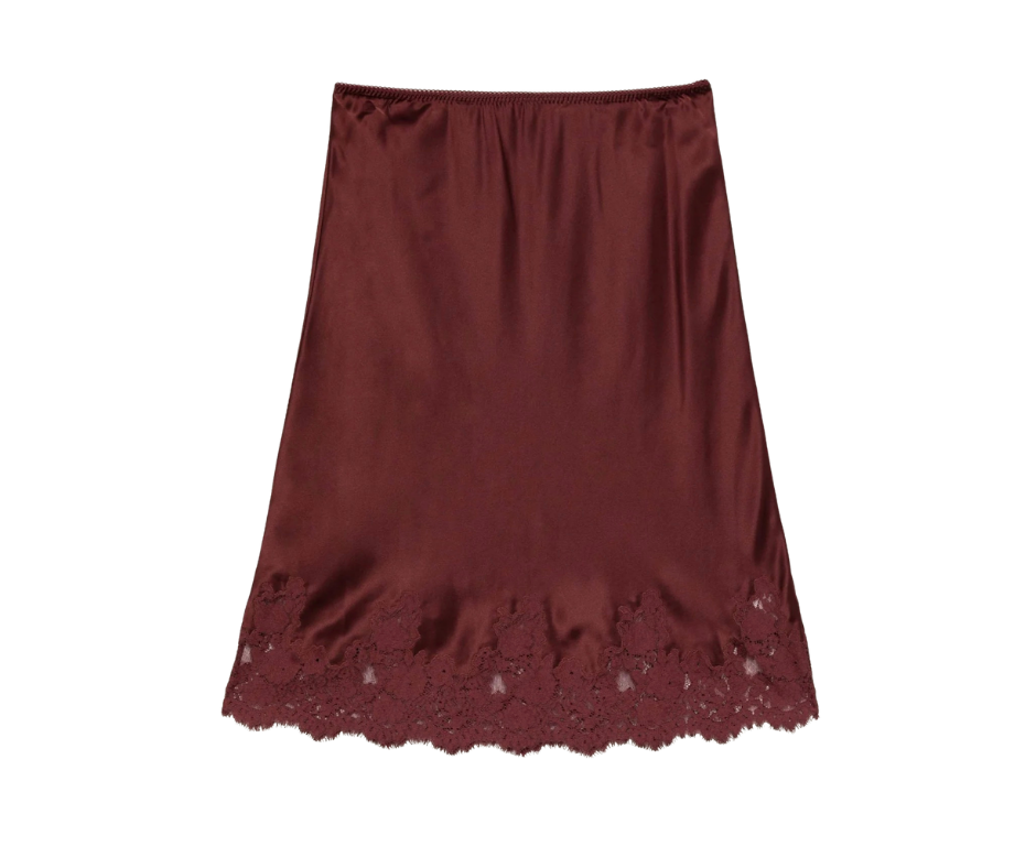 Elowette lace-trimmed silk-satin midi skirt FASHION