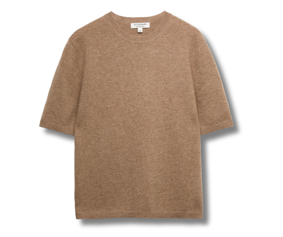 marks and Spencer beige cashmere short sleeved top fashion