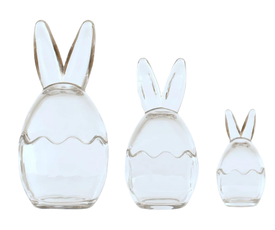 glass bunny jar set 3 - home