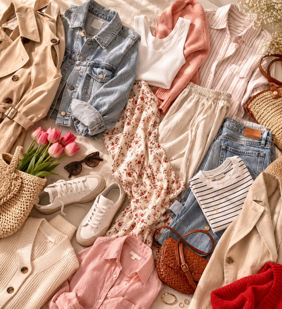 selection of clothing that are for the spring summer season