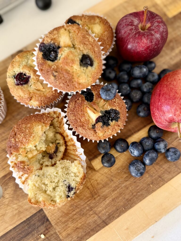 blueberry and apple muffins