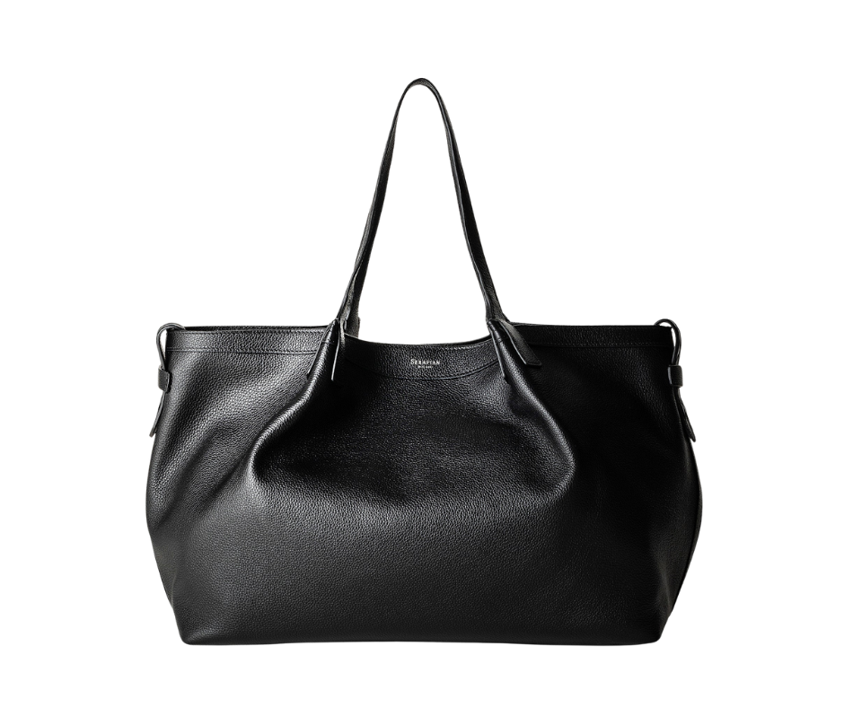 black leather bag