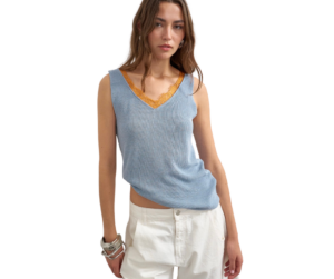 knitted blue vest