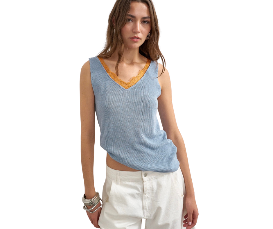 knitted blue vest