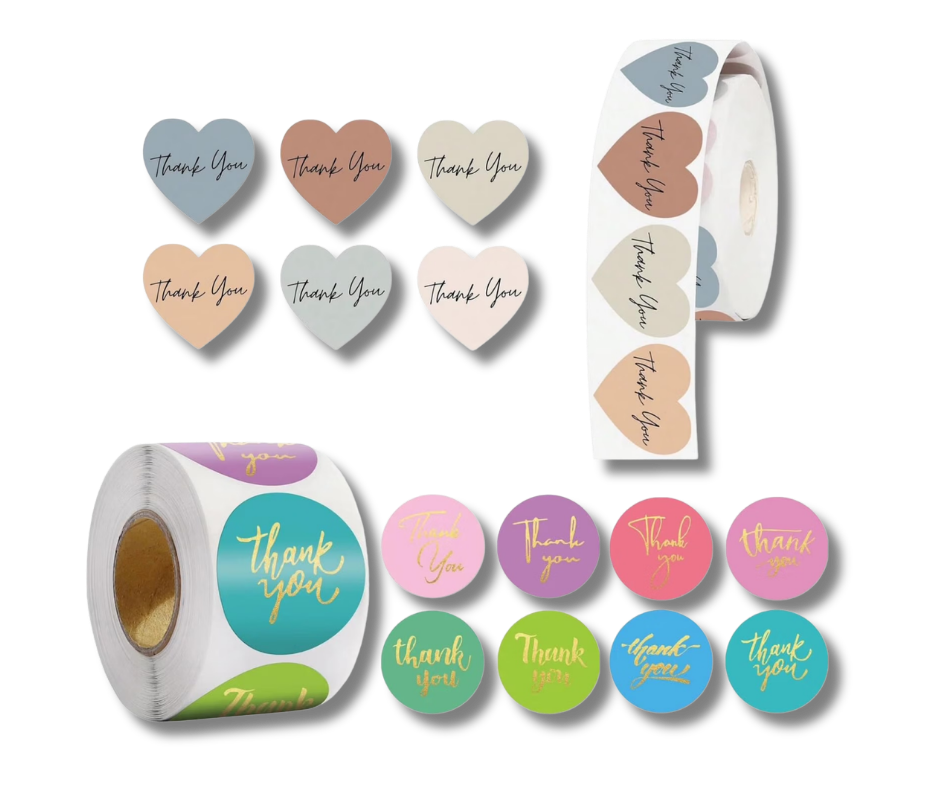 coloured thank you stickers